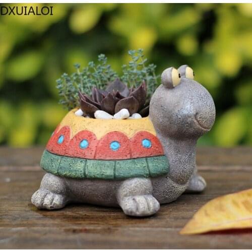 Home Decoration American Cartoon Animal Turtle Succulent Flower Pot Creative Desktop Potted Decorative Flower DXUIALOI