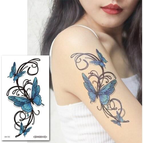 Red Flowers Waterproof Temporary Tattoos Small Flower Arm Feather Black Totem Fashion Sexy Women Leg Body Art Stickers Wholesale