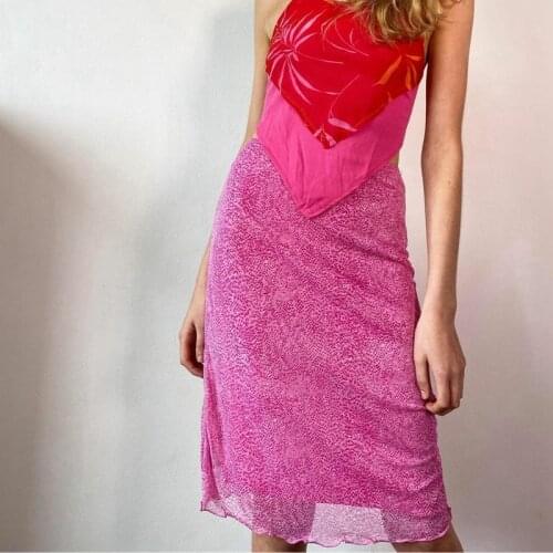 Y2K Vintage High Waisted A-line Skirt 2000s Aesthetic Women Sexy Bodycon Midi Skirt Korea Style Fashion Print Summer Streetwear