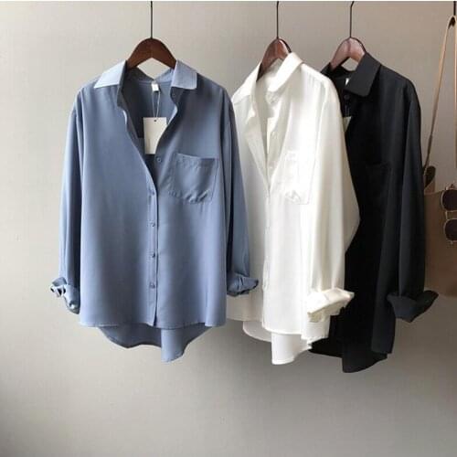 New 2020 Women Autumn Winter Blouse Shirts Casual Oversize Fashionable Pockets Elegant Office Lady Long Tops CL452