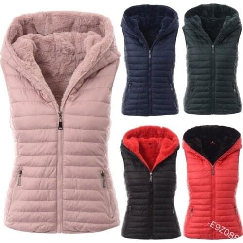 Sleeveless Jacket Women Fleece Vest Cotton Padded WaistCoat Autumn Winter Female Clothes Furry Streetwear Plus size Parka