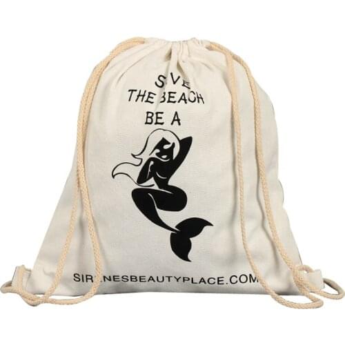 150pcs/Lot Custom Cotton Canvas Shoulder Drawstring Backpack Schoolbag Shopping Storage Pocket for Men Women Kid School Travel