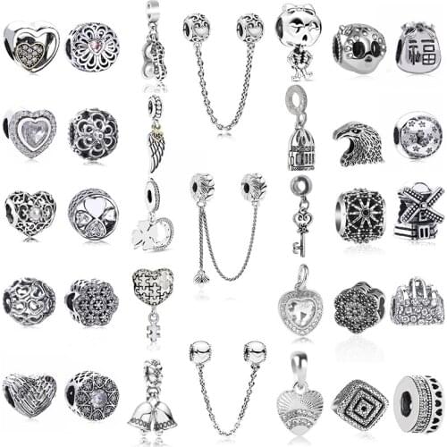 2Pcs/Lot Silver-plate Charms DIY Beaded Pendant, For Making Men Women Bracelet Jewelry Gifts,Brand Jewelry Make Direct shipment