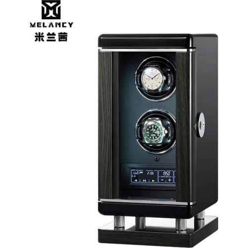 2021 Luxury Black Small Watch Winders Box Auto Self Wind Mechanical Watches Storage Holder Cabinet Solid Wood Case