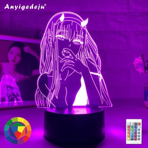 Anime Zero Two Figure 3d Lamp Nightlight Kids Child Girls Bedroom Decor Light Manga Gift Night Light Lamp Darling In The Franxx