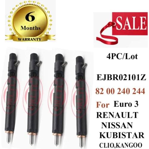 4pc DIESEL 2101Z Fuel Injector EJBR02101Z 8200240244 Common Rail Injector EJB R02101Z Diesel Injector for RENAULT NI SSAN