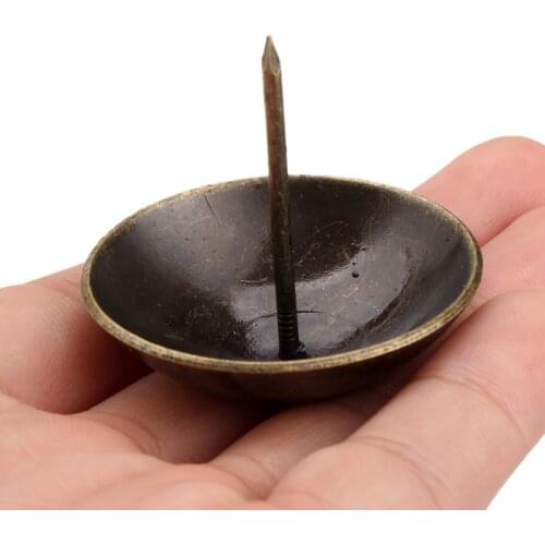 5pcs/set 4cm Upholstery Nail crew Thread Upholstery Iron Vintage Antique Bronze Brass Decoration Tack Stud Sofa Crafts Furniture