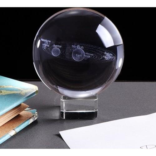 6 cm K9 Crystal Solar System Ball Laser Engraved All Type Miniatured 3D Earth Globe Home Decoration