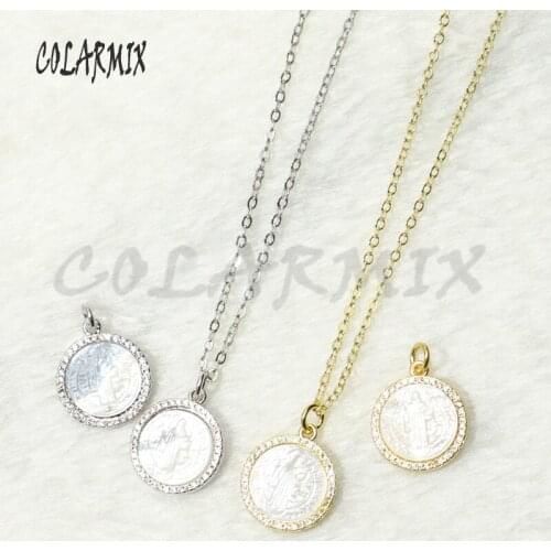 8 Pcs God pendantes necklace shell charm religion jewelry fashion accessories zircon accessories jewlery for women 9604