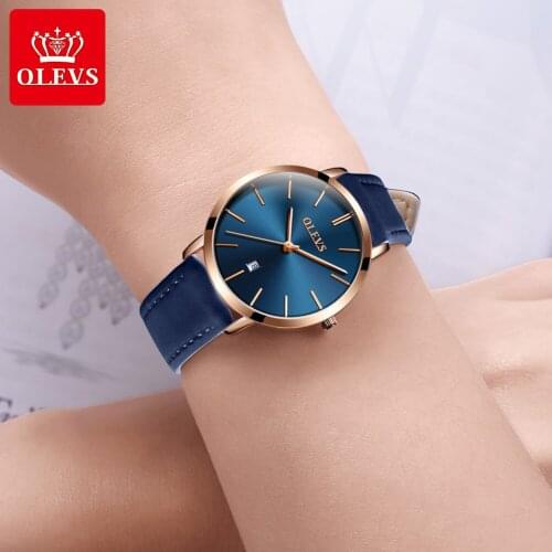OLEVS Women Watch Casual Leather Ladies Watches Luxury Quartz Female Wristwatches Brand Clock Ultra Thin Montre femme