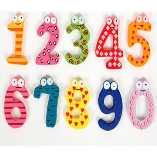 Kids Children Education Maths Toy Catoon Wooden Fridge Magnet 0-9 Numbers Set wood number 0-9 cute refrigerator magnet toy