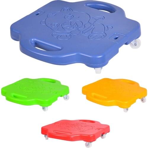 Kids Balance Board Plastic Four-Wheeled Scooter Board With Safety Handles 360 Degree Rotating Wheels Children Outdoor Sports Toy