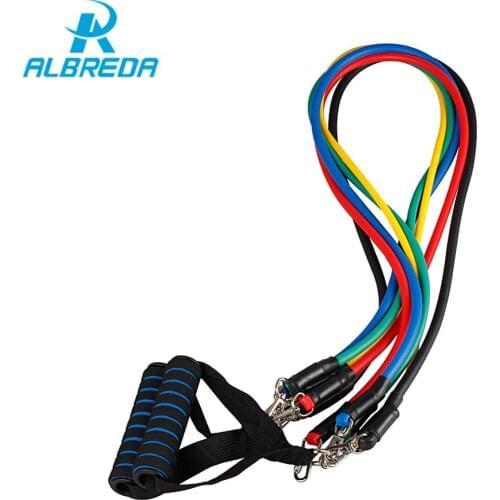 ALBREDA 11 piece set Pull Up rope tension Latex Resistance Stretch Bands Pilates Yoga Fitness Tubes Exercise Tube Workout