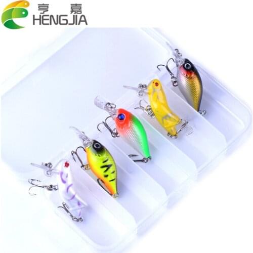 HENGJIA 5pcs 2 kinds fishing Lures Insects minnow floating Bait Bass artificial pesca Crankbait small fishing tackle topwater
