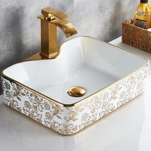 Art Ceramic Bathroom Sink Set Ceramic Basin Countertop Sink Wash Basin Bathroom Faucet Pop Up Basin Mixer Tap