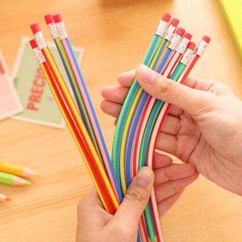 5 pcs/lot Colorful Magic Bendy Flexible Soft Pencil with Eraser Student Writing Drawing Pencils School Office Supplies