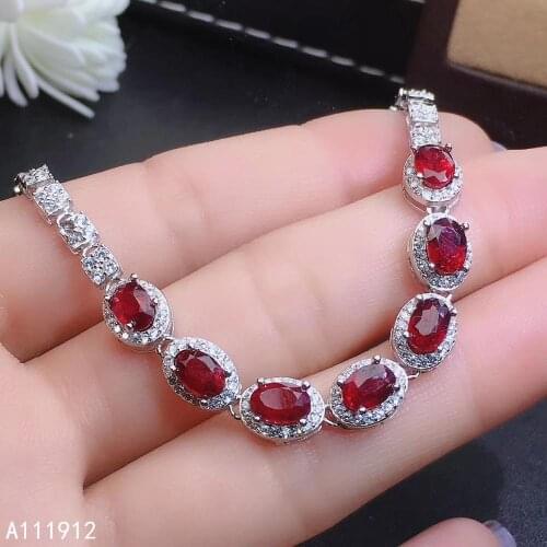 KJJEAXCMY fine jewelry natural Ruby 925 sterling silver new women hand bracelet support test exquisite
