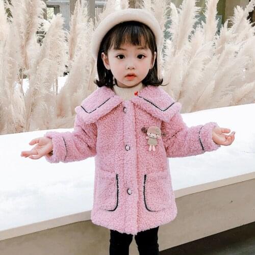 2021 Winter New Girls Baby Velvet Warm Coats Sweet Girl Kids Cotton Padded Thick Warm Princess Jackets Children Outfits Clothes