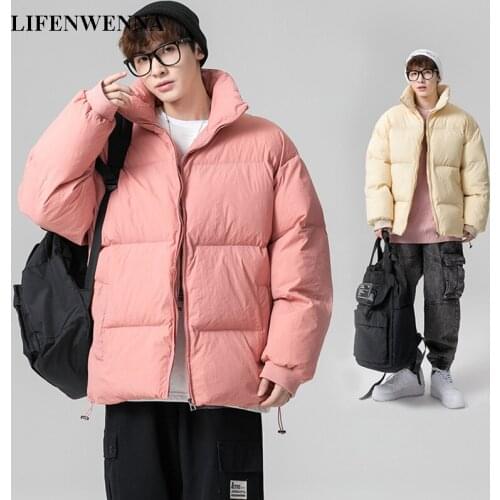 LIFENWENNA Winter Jacket Men Fashion Warm Male Parka Jacket Solid Thick Zipper Windproof Jackets Coat Man Korean Outwear Parkas