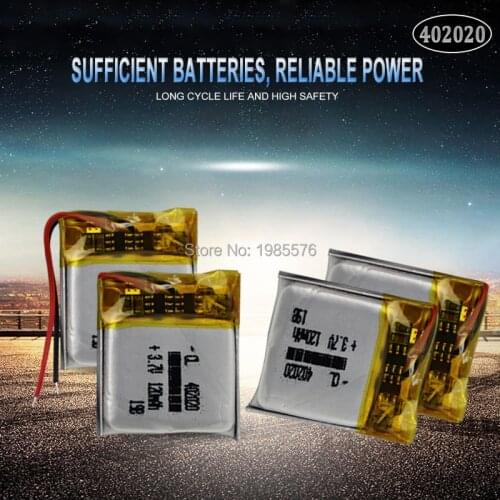 402020 3.7v 120mAh Lithium Polymer Li-Po Rechargeable Battery For toys GPS MP3 MP4 PAD DVD DIY bluetooth headphone speaker phone