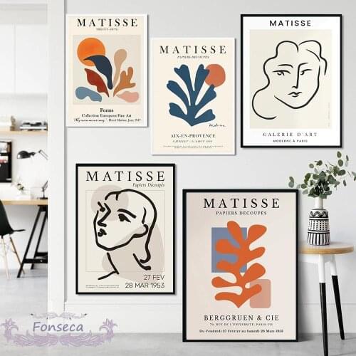 Fashion Retro Henri Matisse Posters and Prints Abstract Sun Plant Portrait Line Drawing Canvas Painting Wall Art Pictures