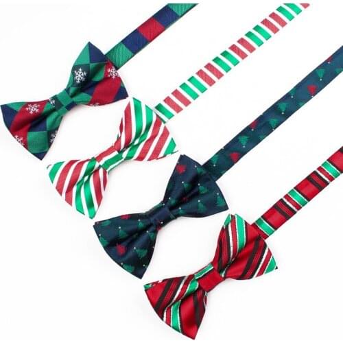 VEEKTIE Men Bowtie Christmas Gift Halloween party Bow ties Printed Snow Pattern Wedding Cravat