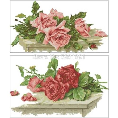 Roses on the table patterns Counted Cross Stitch 11CT 14CT 18CT DIY Cross Stitch Kits Embroidery Needlework Sets home decor