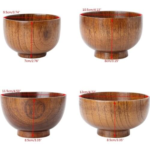 Natural Jujube Wooden Rice Soup Bowl Food Containter Kitchen Utensil Tableware L4MB