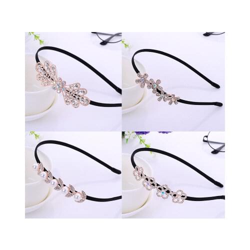 New Shiny Crystal Rhinestone White Flower Bridal Hairband Tiara High Quality Silver Color Headband Wedding Hairwear Hair Jewelry
