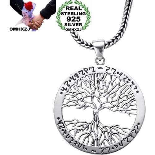 OMHXZJ Wholesale European Fashion Man Party Wedding Gift Tree 925 Sterling Silver Necklace Pendant Charm CA100
