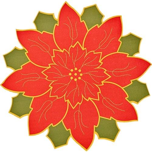 Anti-scalding Pad Coffee Cup Mats Housewares Christmas Decorations Placemats Atmosphere Round With Red Big Flower Dining Table