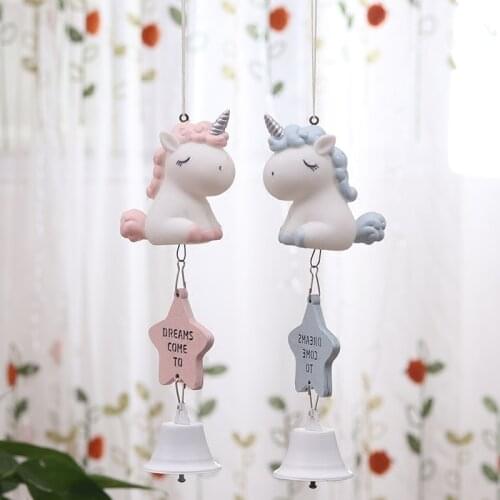 Unicorn Wind Chime Hanging Creative Girl Bedroom Room Bell Pendant Small Fresh Girl Heart Birthday Gift Room Decoration
