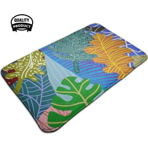 Lush Leaves 3 Sizes Home Rug Room Carpet Earthy Earth Forest Nature Wild Leaf Leaves Jungle Botanical Exotic Autumn Winter Blue