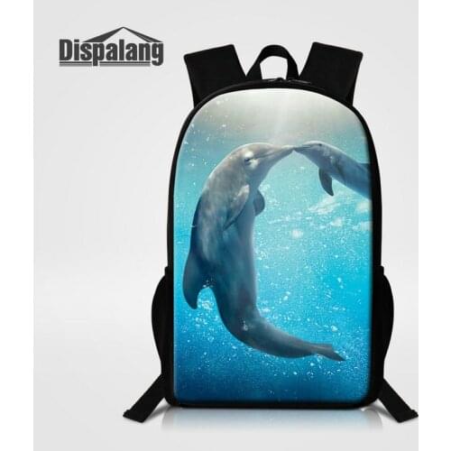 Dispalang Animal Dolphin Shark School Backpack For Primary Student High Quality Polyester Children Schoolbag Girl Custom Bookbag