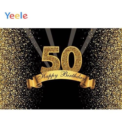 Yeele Happy 50th Birthday Party Photocall Background Gold Flash Woman Man Custom Vinyl Photography Backdrop For Photo Studio