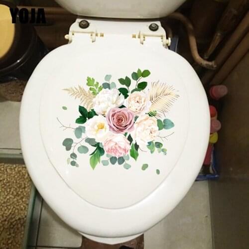 YOJA 24×20.7CM Elegant Rose Bouquet Home Bedroom Wall Sticker Creative Bathroom Toilet Decals T1-3037