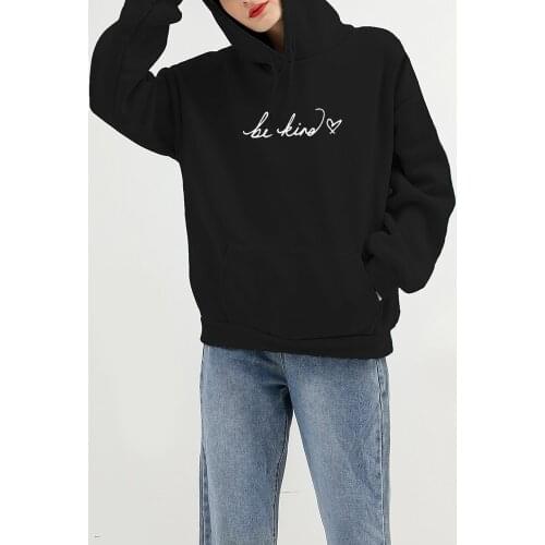 Kangaroo Pocket Letter Graphic Hoodie Women Long Sleeve Pullovers Oversized Harajuku Hoodies Clothes Sweatshirt Korean Style