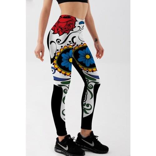 Qickitout Waist Women Fitness Workout Sportswear Fashion Leggings New Pattern Digital Print Push Up Women Elastic Force Legging