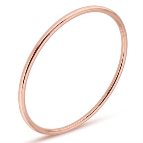 Rose Gold-color Vacuum Plating Titanium Bangle Hand-ring Width 3mm For Women 316 L Stainless Steel No Fade No Allergy