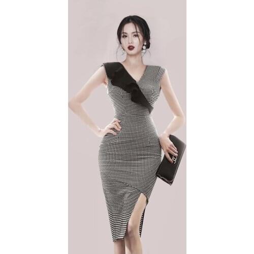 2021 New Arrival Summer Plaid Dress Women Sleeveless Lace Patchwork Midi Korean Dresses Ladies Streetwear Black Sundress Tunics