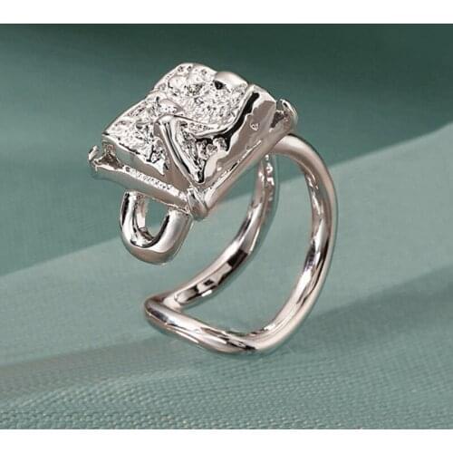 Luxury Unique Fashion Irregular Design Bump Crystal Ring For Women Adjustable Open Rings Jewelry Accessories Gift