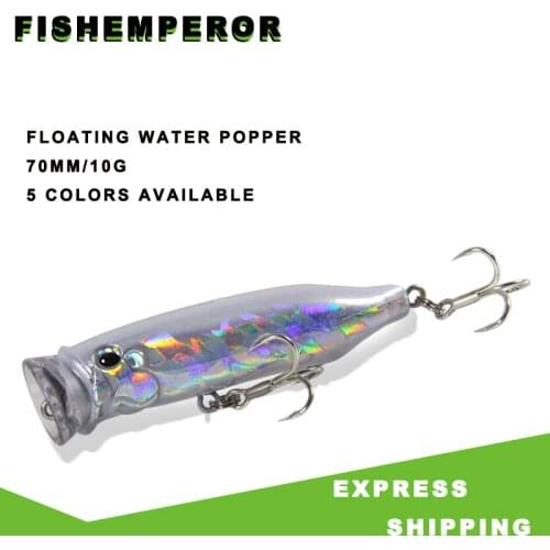 1Pcs 7cm 10g Popper Fishing Lure Hard Artificial Bait Topwater With 2 Treble Hooks Fishing Wobbler Crankbait Pesca