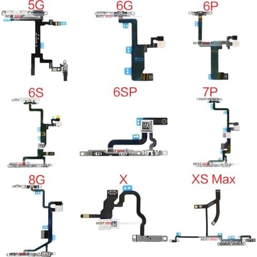 1pcs New Power Button On Off Flex Cable with Metal Holder For iPhone 5 5S 5C 6 6Plus Mute Volume Switch Connector Parts