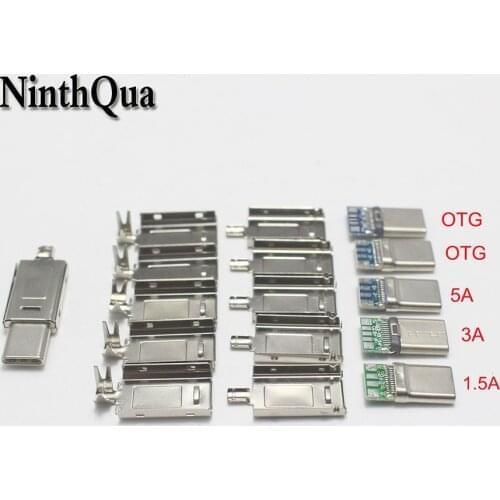 100pcs TYPE-C USB 3.1 Plug Male connector With PCB 4pin 5Pin welding OTG Data line Mic interface DIY data cable accessories