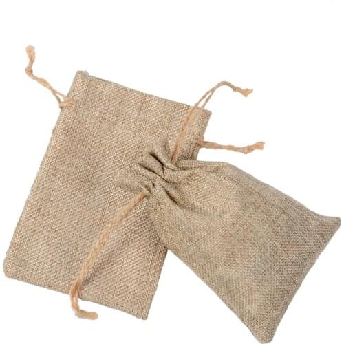 10x15cm 100pcs/lot Jute Pouch linen Hessian hemp drawstring small gift packaging Bag Wedding ring jewelry packing pouch