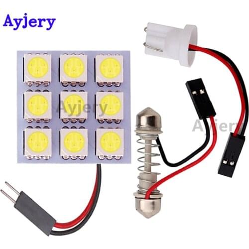 1X 9/12/15/24/48SMD 5050 LED Auto Panel Light Reading Dome Bulb Car Interior Roof Map Lamp With T10 W5W C5W Festoon 2 Adapter