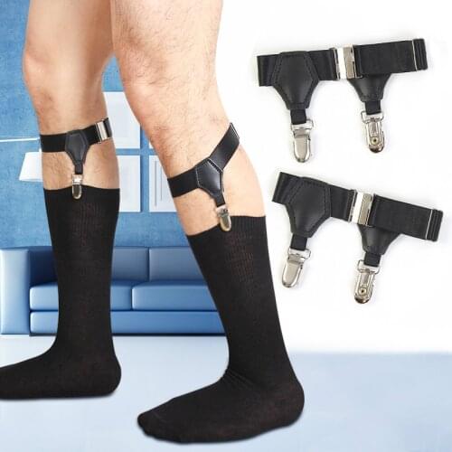 2Pcs Mens Garter Clip Elastic Leg Exotic Accessories Sexy Underwear Man Double Clip for Mens Stockings Non-Slip Garters Belt