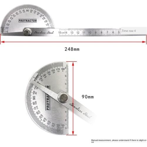 2 in 1 150mm Stainless Steel 180 degree Protractor Angle Finder Rotary Measuring Ruler Machinist Tool Craftsman Ruler goniometer
