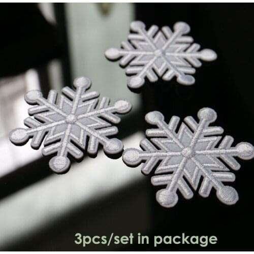 3pc/lot iron on white snowflake patches for clothing Small embroidery ironing applique parches sticker for bags backpack jeans