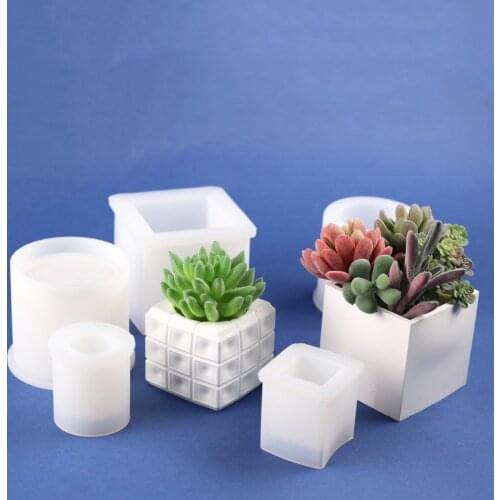 3D Clay Potted Silicone Mold for DIY Succulent Flower Pot Concrete Cement Molds Handmade Candle Holder Making Plaster Mold Tools